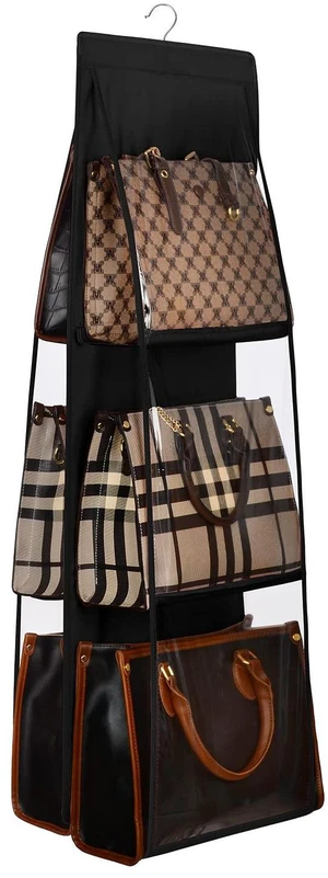 Medium and Large Handbag Hanging Purse Organizer for Closet, Handbag Storage Organizer Hanger Oxford Cloth Closet Organizer for Family Closet Bedroom, Foldable and Universal Fit, Black Medium and Large Handbag Hanging Purse Organizer for Closet, Handbag Storage Organizer Hanger Oxford Cloth Closet Organizer for Family Closet Bedroom, Foldable and Universal Fit, Black