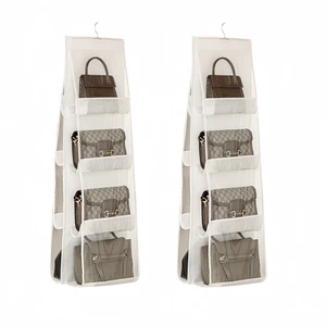 8-Pocket Clear Hanging Purse Organizer for Closet, White, 2 Pack | Bag Organizer Handbag Purse Storage for Closet Hanging, 360 Rotational Purse Holder Protector, Space Saver to Store 8-Pocket Clear Hanging Purse Organizer for Closet, White, 2 Pack | Bag Organizer Handbag Purse Storage for Closet Hanging, 360 Rotational Purse Holder Protector, Space Saver to Store