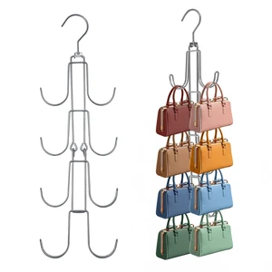 1 Pack Purse Organizer for Closet, 4-Tier Hanging Bag Holder, Silver Metal Closet Organization Purse Hanger Backpack Rack Space Saving Hanger 1 Pack Purse Organizer for Closet, 4-Tier Hanging Bag Holder, Silver Metal Closet Organization Purse Hanger Backpack Rack Space Saving Hanger
