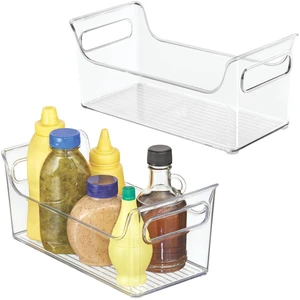 Plastic Condiment Organizer with Handles, Set of 2, Clear | For Fridge, Made in USA Plastic Condiment Organizer with Handles, Set of 2, Clear | For Fridge, Made in USA