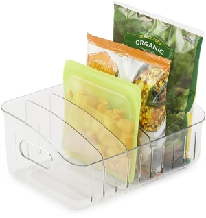 FreezeUp Freezer Bin 12", BPA-Free Fridge Organizer with Adjustable Dividers and Handle for Frozen Food and Leftovers FreezeUp Freezer Bin 12", BPA-Free Fridge Organizer with Adjustable Dividers and Handle for Frozen Food and Leftovers