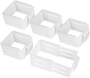 5 Pack Adjustable Drawer Dividers for Fridge Side Organizer, Retractable Refrigerator Door Case with Snap-On, Plastic Fridge Accessories for Sorting Drawer and Storage (White) 5 Pack Adjustable Drawer Dividers for Fridge Side Organizer, Retractable Refrigerator Door Case with Snap-On, Plastic Fridge Accessories for Sorting Drawer and Storage (White)