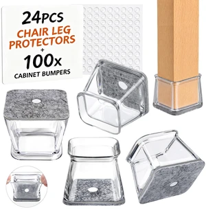 Chair Leg Floor Protectors, Felt Furniture Pads for Hardwood Floors, Sq L | 24 chair leg protectors, 100-pcs cabinet door bumper, felt pads for chair legs, floor protectors for chairs, Square L Chair Leg Floor Protectors, Felt Furniture Pads for Hardwood Floors, Sq L | 24 chair leg protectors, 100-pcs cabinet door bumper, felt pads for chair legs, floor protectors for chairs, Square L
