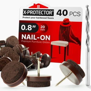 Nail-on Felt Pads X-PROTECTOR 40 PCS - 0.8" Felt Furniture Pads | Brown Chair Leg Floor Protectors - Nail in Furniture Pads for Furniture Legs - The Best Chair Pads for Hardwood Floors (20mm) Nail-on Felt Pads X-PROTECTOR 40 PCS - 0.8" Felt Furniture Pads | Brown Chair Leg Floor Protectors - Nail in Furniture Pads for Furniture Legs - The Best Chair Pads for Hardwood Floors (20mm)