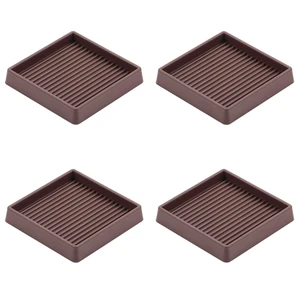 3X3 Square Rubber Caster Cups, Non Slip Furniture Pads - 4 Pack | Anti-Slip Furniture Gripper, Anti Skid Furnitures Feet, Anti Slide Floor Protector for Bed Couch Stoppers, Brown 3X3 Square Rubber Caster Cups, Non Slip Furniture Pads - 4 Pack | Anti-Slip Furniture Gripper, Anti Skid Furnitures Feet, Anti Slide Floor Protector for Bed Couch Stoppers, Brown