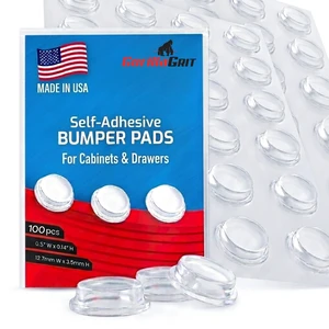 Pack of 100 Cabinet Door Bumpers - 1/2 Diameter Clear Adhesive Pads for Drawers, Glass Tops, Cutting Boards, Picture Frames, Small Furniture Pack of 100 Cabinet Door Bumpers - 1/2 Diameter Clear Adhesive Pads for Drawers, Glass Tops, Cutting Boards, Picture Frames, Small Furniture