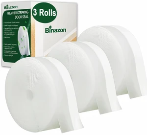 Clear Weather Stripping, 3 Rolls, 49 FT x 1.38 Inch Silicone Door Seal | 3 Rolls, 49 FT Total, 1.38 Inch Wide, Clear Silicone, Self-Adhesive, Cut-to-Fit, Helps Block Drafts, For Doors and Windows Clear Weather Stripping, 3 Rolls, 49 FT x 1.38 Inch Silicone Door Seal | 3 Rolls, 49 FT Total, 1.38 Inch Wide, Clear Silicone, Self-Adhesive, Cut-to-Fit, Helps Block Drafts, For Doors and Windows