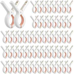 60 Pcs Beach Towel Clips, Heavy Duty Plastic Clothes Pins with Strong Grip, Windproof Laundry Clothespins for Blankets and Hanging Rack White 60 Pcs Beach Towel Clips, Heavy Duty Plastic Clothes Pins with Strong Grip, Windproof Laundry Clothespins for Blankets and Hanging Rack White