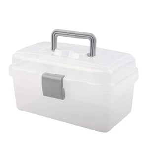 Multipurpose Plastic Storage Container Box with Handle and Latch Lock, Clear Gray Multipurpose Plastic Storage Container Box with Handle and Latch Lock, Clear Gray