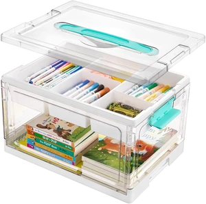 24 QT Clear Craft Organizer with Removable Tray & Dividers, 1 Pack | Storage Box for Coloring Books, Modeling Clay, Molds and Art Supplies, Keeps Craft Materials Organized and Easy to Access 24 QT Clear Craft Organizer with Removable Tray & Dividers, 1 Pack | Storage Box for Coloring Books, Modeling Clay, Molds and Art Supplies, Keeps Craft Materials Organized and Easy to Access