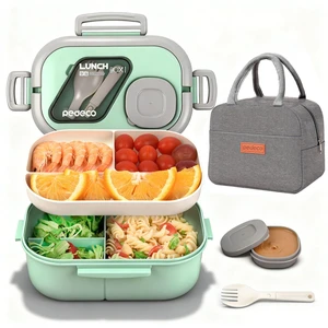 Green Lunch Box Set with Bag & Utensil, Leak Proof for Women Men Kid | 2-tier stackable container with sauce pod,Insulated bag keeps food hot or cold,Microwave & dishwasher safe,for women men Green Lunch Box Set with Bag & Utensil, Leak Proof for Women Men Kid | 2-tier stackable container with sauce pod,Insulated bag keeps food hot or cold,Microwave & dishwasher safe,for women men