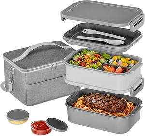 Adults Lunchbox Bento Box with Lunch Bag- 74 OZ All-in-One Stackable Lunch Box for Adults Kids Women Men Leakproof Bento Large Lunch Box Containers with Fork Spoon Sauce Box for Work School (Grey) Adults Lunchbox Bento Box with Lunch Bag- 74 OZ All-in-One Stackable Lunch Box for Adults Kids Women Men Leakproof Bento Large Lunch Box Containers with Fork Spoon Sauce Box for Work School (Grey)