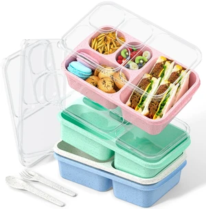 Large Capacity Bento Box for Adults, 4-Piece Set Stackable Lunch Box with 4 Compartments, Microwave & Dishwasher Safe, Reusable Meal Prep Containers, Snack Containers for Kids & Adults (4 Colors) Large Capacity Bento Box for Adults, 4-Piece Set Stackable Lunch Box with 4 Compartments, Microwave & Dishwasher Safe, Reusable Meal Prep Containers, Snack Containers for Kids & Adults (4 Colors)