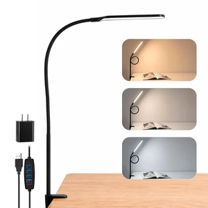 Long Gooseneck LED Clamp Desk Lamp, Eye-Caring Reading Light | Dimmable Clip on Lamp, 800LM, 3 Colors and 10 Modes, for Office Home Task Long Gooseneck LED Clamp Desk Lamp, Eye-Caring Reading Light | Dimmable Clip on Lamp, 800LM, 3 Colors and 10 Modes, for Office Home Task