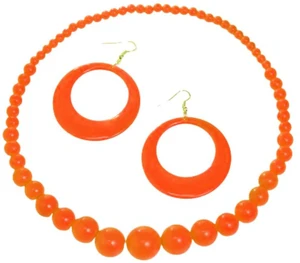 Colorful Neon Acrylic Beaded Necklace Earrings Set for Women 70s 80s Retro Circle Round Dangle Drop Earrings Boho Exaggerated Geometry Necklace Earrings Jewelry Gift-Orange Colorful Neon Acrylic Beaded Necklace Earrings Set for Women 70s 80s Retro Circle Round Dangle Drop Earrings Boho Exaggerated Geometry Necklace Earrings Jewelry Gift-Orange