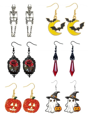6 Pairs Halloween Earrings for Women Costumes, Womens Halloween Costume Accessories 6 Pairs Halloween Earrings for Women Costumes, Womens Halloween Costume Accessories