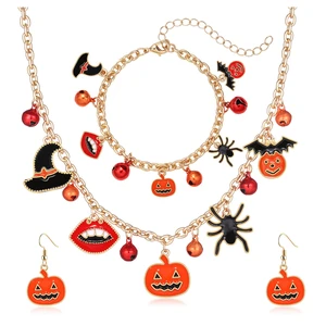 Halloween Jewelry Set Halloween Earrings Black Gothic Necklace Bracelets Vintage Gothic Pendent Necklace Punk Chain Choker Halloween Party Costume Jewelry for Women (Pumpkin) Halloween Jewelry Set Halloween Earrings Black Gothic Necklace Bracelets Vintage Gothic Pendent Necklace Punk Chain Choker Halloween Party Costume Jewelry for Women (Pumpkin)