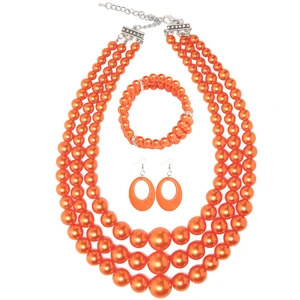 Women's Chunky Large Statement Beads Necklace Earrings Stacked Bracelets Oversized Jewelry Set Halloween Party Outfit (Orange) Women's Chunky Large Statement Beads Necklace Earrings Stacked Bracelets Oversized Jewelry Set Halloween Party Outfit (Orange)