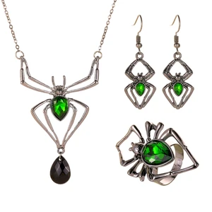Halloween Spider Necklace Earrings Set for Women Spider Drop Dangle Earring Pendant Choker Necklace Gothic Halloween Party Jewelry Gift (green) Halloween Spider Necklace Earrings Set for Women Spider Drop Dangle Earring Pendant Choker Necklace Gothic Halloween Party Jewelry Gift (green)