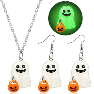 Glow in The Dark Halloween Earrings & Necklace, Ghost with Pumpkin | Glow in The Dark Ghost with Pumpkin Earrings and Necklace, Adopt a Ghost, Spooky Light up Halloween Jewelry Set for Women Men Glow in The Dark Halloween Earrings & Necklace, Ghost with Pumpkin | Glow in The Dark Ghost with Pumpkin Earrings and Necklace, Adopt a Ghost, Spooky Light up Halloween Jewelry Set for Women Men