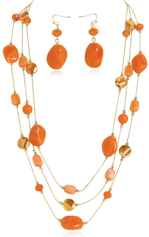 Layered Chunky Statement Necklace for Women Boho Colorful Costume Jewelry for Women Multi-Layer Long Beaded Necklaces and Earring Jewelry Set for Women(ST0024-Orange) Layered Chunky Statement Necklace for Women Boho Colorful Costume Jewelry for Women Multi-Layer Long Beaded Necklaces and Earring Jewelry Set for Women(ST0024-Orange)