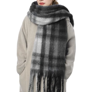 Scarf for Women - Thick Oversized Checked Tassel Women's Mohair Winter Scarf, Large Scarves for Women Winter Wrap Shawl Cold Weather Ladies Gifts Scarf for Women - Thick Oversized Checked Tassel Women's Mohair Winter Scarf, Large Scarves for Women Winter Wrap Shawl Cold Weather Ladies Gifts