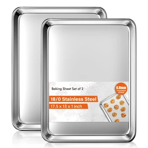Baking Sheet Set of 2, Commercial Grade Stainless Steel Cookie Sheets for Baking, 18 x 13 Inch Thicker Large Baking Pans Oven Tray, Warp Resistant Nonstick Half Sheet Pan, Nontoxic & Heavy Duty Baking Sheet Set of 2, Commercial Grade Stainless Steel Cookie Sheets for Baking, 18 x 13 Inch Thicker Large Baking Pans Oven Tray, Warp Resistant Nonstick Half Sheet Pan, Nontoxic & Heavy Duty