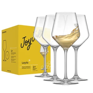 Layla White Wine Glasses, Set of 4 Italian Glasses, 13.5 oz Clear Made in Europe Layla White Wine Glasses, Set of 4 Italian Glasses, 13.5 oz Clear Made in Europe