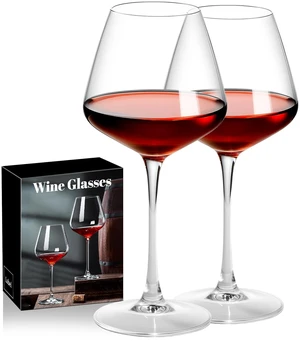 Wine Glasses Set of 2, Clear Hand-Blown Burgundy Glass, 16 fl oz | Classic tulip-shaped glassware for red or white wine, with a comfortable grip, smooth rotation and easy dishwasher care Wine Glasses Set of 2, Clear Hand-Blown Burgundy Glass, 16 fl oz | Classic tulip-shaped glassware for red or white wine, with a comfortable grip, smooth rotation and easy dishwasher care