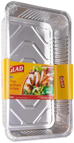 Disposable Full Size Deep Steam Table Pans, 20.5 x 12.5 x 2.75", 2 Ct | Heavy-duty foil design, fits 2 half pans, for steaming, baking, roasting, catering, reheating, daily use Disposable Full Size Deep Steam Table Pans, 20.5 x 12.5 x 2.75", 2 Ct | Heavy-duty foil design, fits 2 half pans, for steaming, baking, roasting, catering, reheating, daily use