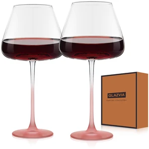 Pink Wine Glasses Set of 2, 23oz Classic Stemmed Burgundy Glasses Pink Wine Glasses Set of 2, 23oz Classic Stemmed Burgundy Glasses