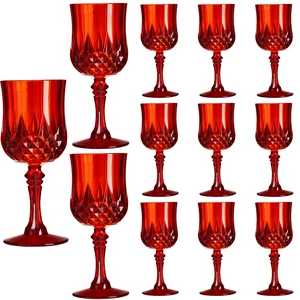12 Pcs Red Plastic Wine Glasses, Plastic Water Goblets for Parties, Stemmed Drinking Glasses for Wedding Reception, Grand Event Party Bar Supplies Reusable Drinking Cups 12 Pcs Red Plastic Wine Glasses, Plastic Water Goblets for Parties, Stemmed Drinking Glasses for Wedding Reception, Grand Event Party Bar Supplies Reusable Drinking Cups