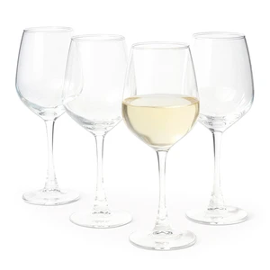 Stemmed White Wine Glasses Set Of 4, 12 Oz Clear Glass, Classic Design for Everyday Dining, Weddings & Parties, Dishwasher-Safe Stemmed White Wine Glasses Set Of 4, 12 Oz Clear Glass, Classic Design for Everyday Dining, Weddings & Parties, Dishwasher-Safe