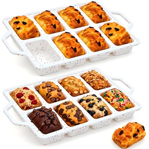 2 Pack Mini Silicone Loaf Pans with Metal Reinforced Frame, 8-Cavity | Non-Stick Easy Release Heat Resistant Bakeware, Reusable Small Mini Banana Bread & Cake Baking Pans for Daily Baking 2 Pack Mini Silicone Loaf Pans with Metal Reinforced Frame, 8-Cavity | Non-Stick Easy Release Heat Resistant Bakeware, Reusable Small Mini Banana Bread & Cake Baking Pans for Daily Baking