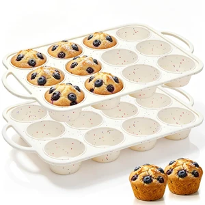 2Pack Silicone Muffin Pan for Baking with Metal Reinforced Frame, 12 Cup Regular Size Cupcake Pan, BPA Free Silicone Muffin Tray, Cupcake Baking Pan Bite Molds for Oven Dishwasher Safe 2Pack Silicone Muffin Pan for Baking with Metal Reinforced Frame, 12 Cup Regular Size Cupcake Pan, BPA Free Silicone Muffin Tray, Cupcake Baking Pan Bite Molds for Oven Dishwasher Safe