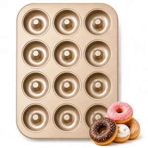 Nonstick Donut Pan for Baking 12 Cavity - Carbon Steel Donut Baking Pan for Muffin, Cake, Dessert & Mini Bagel | Doughnut Bakeware for Oven Baking | Mold Donut Trays Easy Clean & Non-Stick Nonstick Donut Pan for Baking 12 Cavity - Carbon Steel Donut Baking Pan for Muffin, Cake, Dessert & Mini Bagel | Doughnut Bakeware for Oven Baking | Mold Donut Trays Easy Clean & Non-Stick