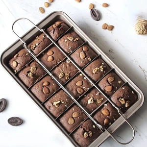 Brownie Pan with Dividers, Non Stick Baking Pan Sets, Carbon Steel Bakeware Tray with Grips for Oven Baking, 18 Pre-Cut Square Molds for Brownies (12'' X 8'' X 2'') Brownie Pan with Dividers, Non Stick Baking Pan Sets, Carbon Steel Bakeware Tray with Grips for Oven Baking, 18 Pre-Cut Square Molds for Brownies (12'' X 8'' X 2'')