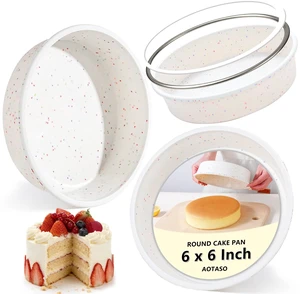 6 inch Silicone Round Cake Pans, Set of 3, Cream | Metal Reinforced Frame, Nonstick, Small Smash Cake Molds for Baking, BPA Free 6 inch Silicone Round Cake Pans, Set of 3, Cream | Metal Reinforced Frame, Nonstick, Small Smash Cake Molds for Baking, BPA Free