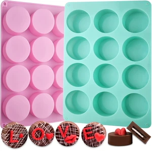 Chocolate Cover Cookie Silicone Molds, New Size 12-Cavity Round Silicone Molds for Chocolate Cover, Cylinder Baking Mold for Candy Mini Cakes Jelly Baking2 Pack Chocolate Cover Cookie Silicone Molds, New Size 12-Cavity Round Silicone Molds for Chocolate Cover, Cylinder Baking Mold for Candy Mini Cakes Jelly Baking2 Pack