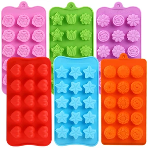 Flower Shape Chocolate Candy Molds Set, 6Pcs | Heart, The stars, The rose, Flowers in Combination, 15 Cavity Silicone Baking Mold Ice Cube Tray Flower Shape Chocolate Candy Molds Set, 6Pcs | Heart, The stars, The rose, Flowers in Combination, 15 Cavity Silicone Baking Mold Ice Cube Tray