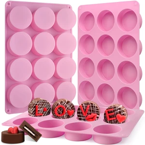 Round Chocolate Cookie Molds, 3 Pieces 12-Cavity Cylinder Chocolate Silicone Molds for Covered Cookie, Cookies Candy Jelly Mini Cakes and Muffin Baking(Pink) Round Chocolate Cookie Molds, 3 Pieces 12-Cavity Cylinder Chocolate Silicone Molds for Covered Cookie, Cookies Candy Jelly Mini Cakes and Muffin Baking(Pink)