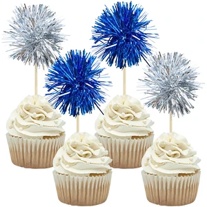 30Pcs Foil Firework Cupcake Toppers Sparkle Tinsel Cake Toppers Tinsel Drink Cake Decoration Cocktail Picks for Birthday Wedding Graduation Party Supplies Silver Dark Blue 30Pcs Foil Firework Cupcake Toppers Sparkle Tinsel Cake Toppers Tinsel Drink Cake Decoration Cocktail Picks for Birthday Wedding Graduation Party Supplies Silver Dark Blue