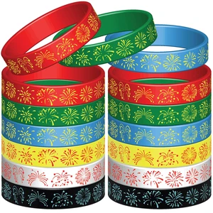 24PCS Rainbow Firework Rubber Bracelets Silicone Wristbands Party Favors-Firework Independence Party Supplies Decorations Prizes Birthday Gifts 24PCS Rainbow Firework Rubber Bracelets Silicone Wristbands Party Favors-Firework Independence Party Supplies Decorations Prizes Birthday Gifts