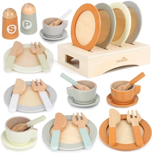 Wooden Play Dishes and Plates for Kids Kitchen Set, 27 PCS Wooden Play Kitchen Accessories, Kitchen Toy for Toddlers Boys Girls 3 4 5 6 Wooden Play Dishes and Plates for Kids Kitchen Set, 27 PCS Wooden Play Kitchen Accessories, Kitchen Toy for Toddlers Boys Girls 3 4 5 6