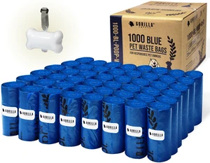 1000 Dog Poop Waste Bags with Dispenser and Leash Tie, 9" x 13", Blue, 1000 Count 1000 Dog Poop Waste Bags with Dispenser and Leash Tie, 9" x 13", Blue, 1000 Count