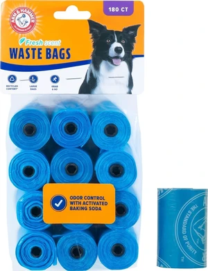 Disposable Dog & Cat Waste Bags, 180 Count, Blue, 9 x 14in | With Activated Baking Soda, 9 x 14 In Disposable Dog & Cat Waste Bags, 180 Count, Blue, 9 x 14in | With Activated Baking Soda, 9 x 14 In