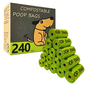 Certified Compostable Dog Poop Bag Rolls, Landfill friendly Doggie Poop Bags, Vegetable-Based, ASTM D6400, Unscented, Extra Thick, Leak Proof, Size 9 x 13 Inches, Refills 240 Counts Certified Compostable Dog Poop Bag Rolls, Landfill friendly Doggie Poop Bags, Vegetable-Based, ASTM D6400, Unscented, Extra Thick, Leak Proof, Size 9 x 13 Inches, Refills 240 Counts