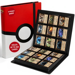 Pokemon Card Binder 9 Pocket Full-View with Poke Ball Design | Holds 360 Sleeved Cards with Side-Loading Pockets, Elastic Strap Closure, and 40 Integrated Pages for Organized Storage Pokemon Card Binder 9 Pocket Full-View with Poke Ball Design | Holds 360 Sleeved Cards with Side-Loading Pockets, Elastic Strap Closure, and 40 Integrated Pages for Organized Storage