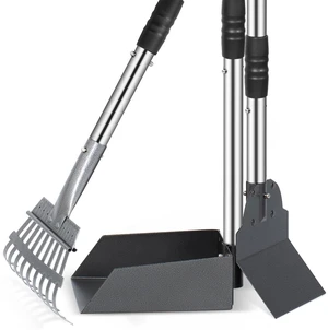 Dog Pooper Scooper, Dog Poop Tray and Rake Set with Long Stainless Handles | Pet Waste Removal Scoop with Adjustable Sectional Handles Dog Pooper Scooper, Dog Poop Tray and Rake Set with Long Stainless Handles | Pet Waste Removal Scoop with Adjustable Sectional Handles