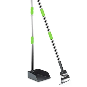 Pooper Scooper for Dogs, Metal Poop Scooper Tray and Rake Set with Adjustable Long Handle, Dog Pooper Scooper for Pet Waste Removal Pooper Scooper for Dogs, Metal Poop Scooper Tray and Rake Set with Adjustable Long Handle, Dog Pooper Scooper for Pet Waste Removal